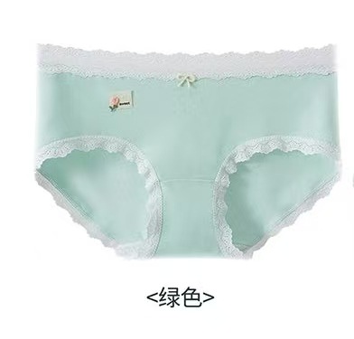 Pantalones de encaje de algodón puro para niñas, pantalones de cintura media de mujer, 10A algodón antibacteriano, extremos de triángulo de niñas