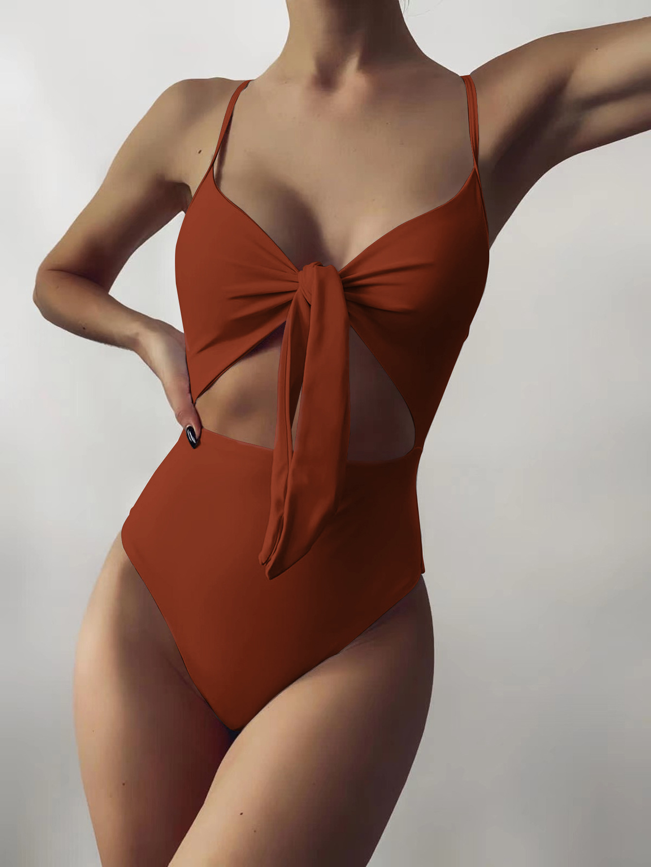 116g Weight Polyester Fabric Type Swimming Occasion Printing, Stripe, Solid Color Pattern Women'S Gender Women's Printing Stripe Solid Color One Piece 5
