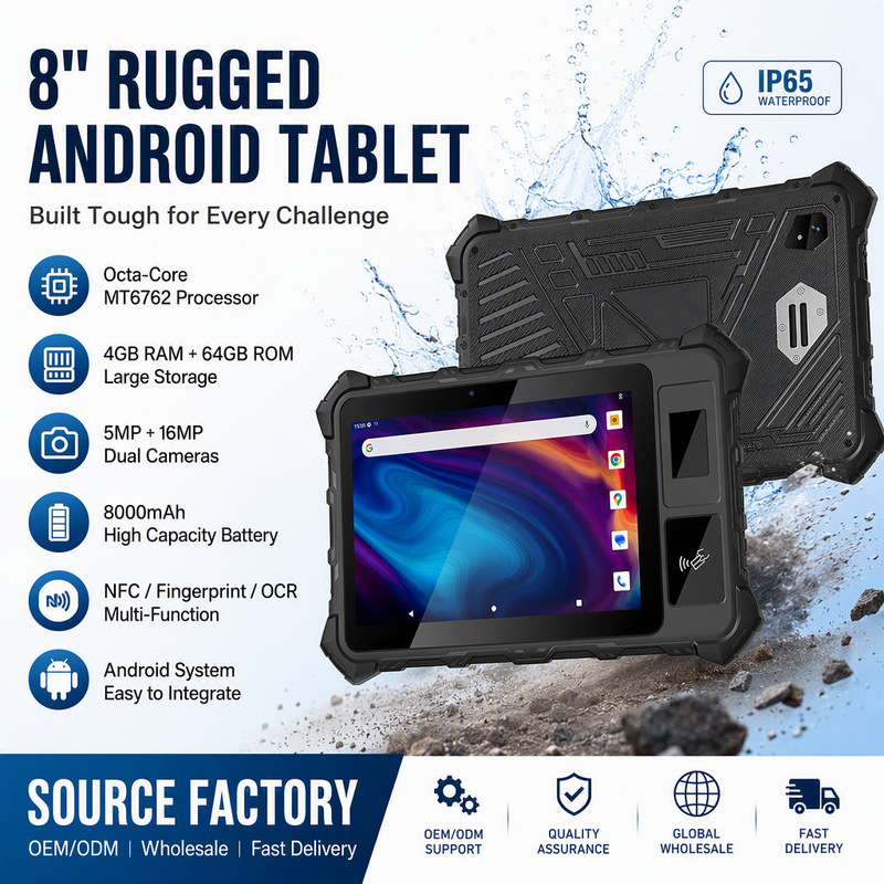 Rugged tablet computer 8inch industrial-grade IP65 waterproof NFC Android octa-core fingerprint handheld terminal cross-border wholesale Rugged tablet computer 8inch industrial-grade IP65 waterproof NFC Android octa-core fingerprint handheld terminal cross-border wholesale