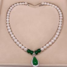 天然淡水珍珠项链绿玉髓吊坠白珍珠手链套装母亲节礼物送妈妈婆婆
