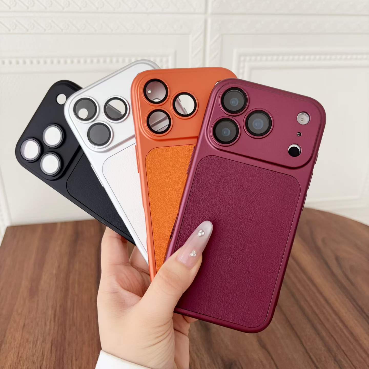 Cross-Border Instant Large Window Effect Suitable for iPhone 17 Pro Max Phone Case with Leather Texture, Apple 16 Pro Protective Cover 15