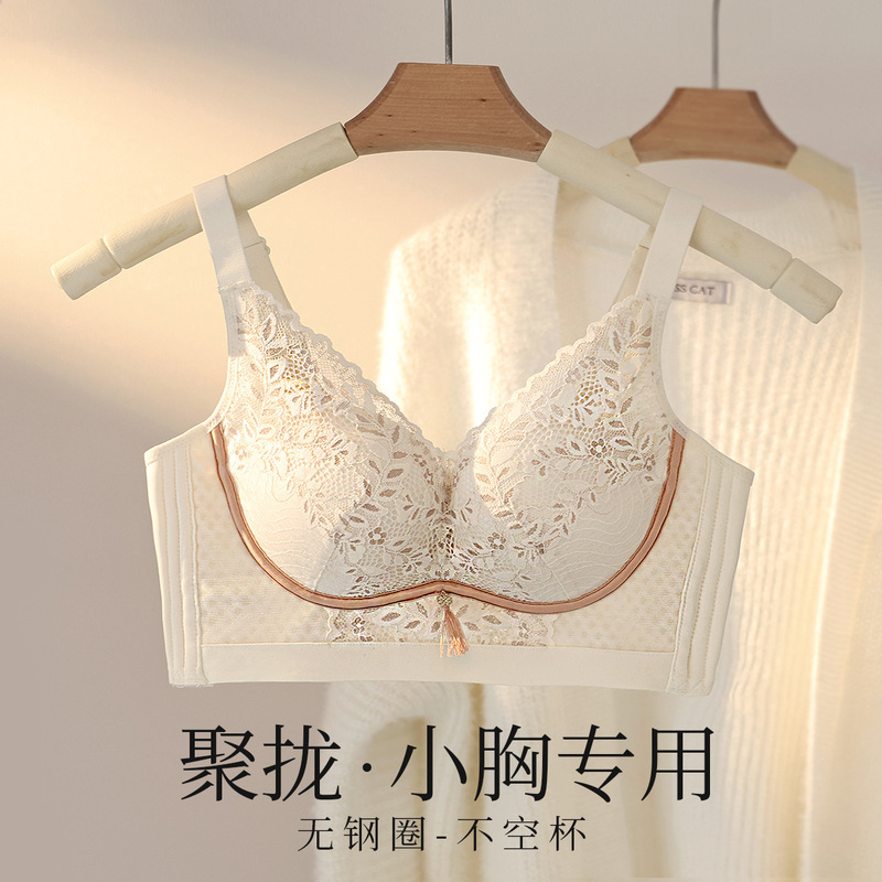 Cinema Rose Essential Oil Underwear Women's Small Chest Large Lace Push-up Skin-friendly Breathable Paramilis No Rings