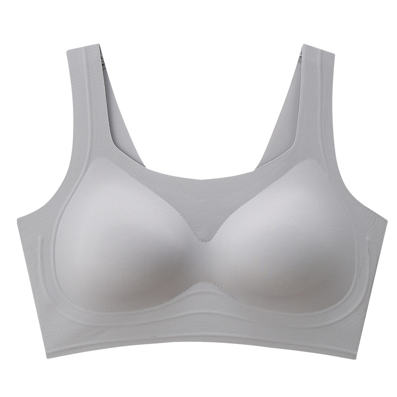 Ropa interior de tirantes anchos y delgados sin marcas, cómoda para mujeres, sensación cero, pequeña acumulación de pecho, chaleco de soporte suave sin anillo de acero, sujetador cultural
