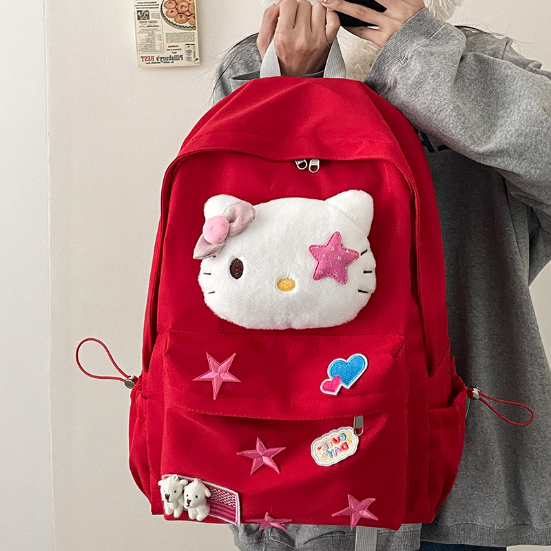 2025 원래 schoolbag y2k 귀여운 어린애 같은 키티 부드러운 소녀 달콤한 배낭 학생 소녀 뜨거운 소녀 스타 schoolbag
