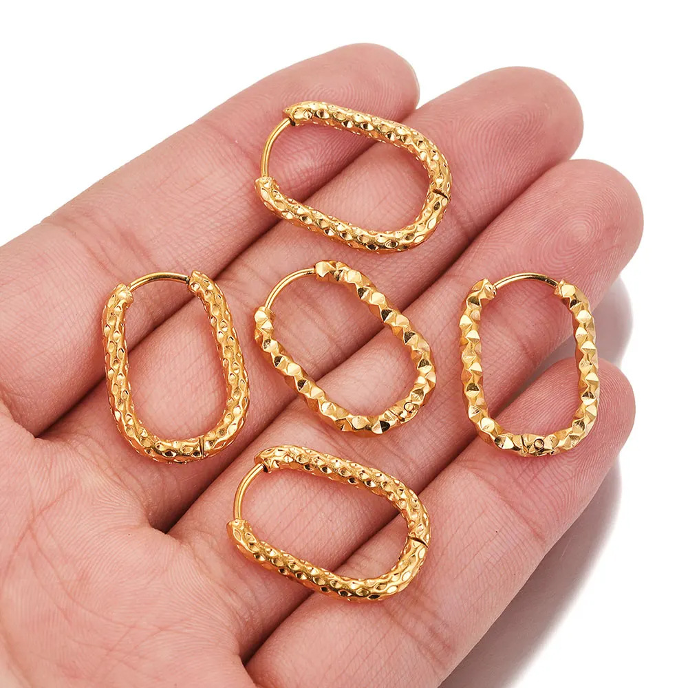 304 Stainless Steel Material 10 PCS/Package 16*21.5mm 304 Stainless Steel Gold Plated Solid Color Hook Earring Findings Jewelry Accessories
