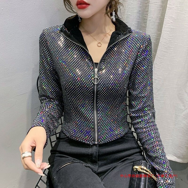 Glitter Sequin Short Jacket for Women, Spring and Autumn 2024 New Design Cardigan, Fashionable Slim-Fit Base Shirt Glitter Sequin Short Jacket for Women, Spring and Autumn 2024 New Design Cardigan, Fashionable Slim-Fit Base Shirt