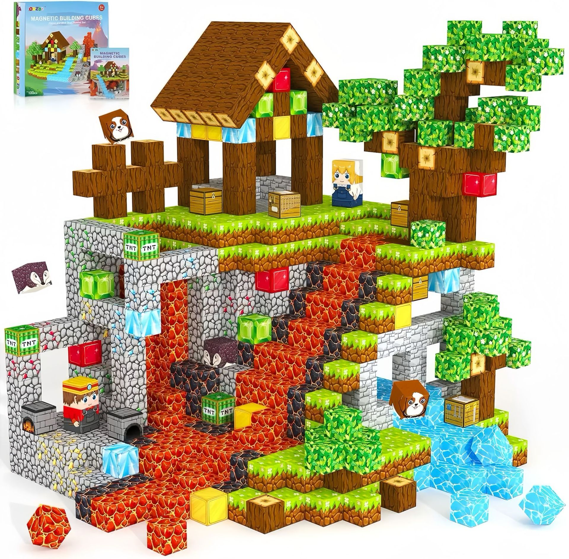 Transfronterizo Amazon MC My Cube World Juego de bloques de construcción magnética Bosque primitivo Partículas magnéticas Juguetes magnéticos