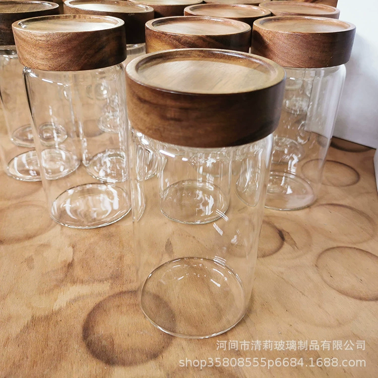 Стеклянный резервуар из высокоборосиликатного стекла Sali Covered Wirle Cover Wicker Sealing Tea Tibetan Tiber Wide Wet Insect Kitchen Storage