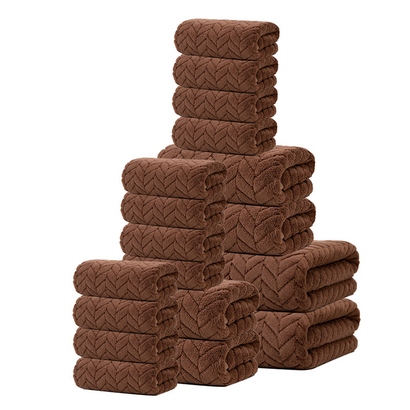 Cross-Border 18-Piece Towel and Bath Towel Set Household Absorbent Soft Bath Coral Velvet Towel Bath Towel Bathroom Towel Set