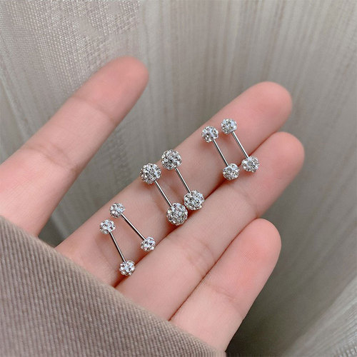 Cross-border stainless steel piercing jewelry new Korean style fashion diamond ball earrings earrings ear bone nails