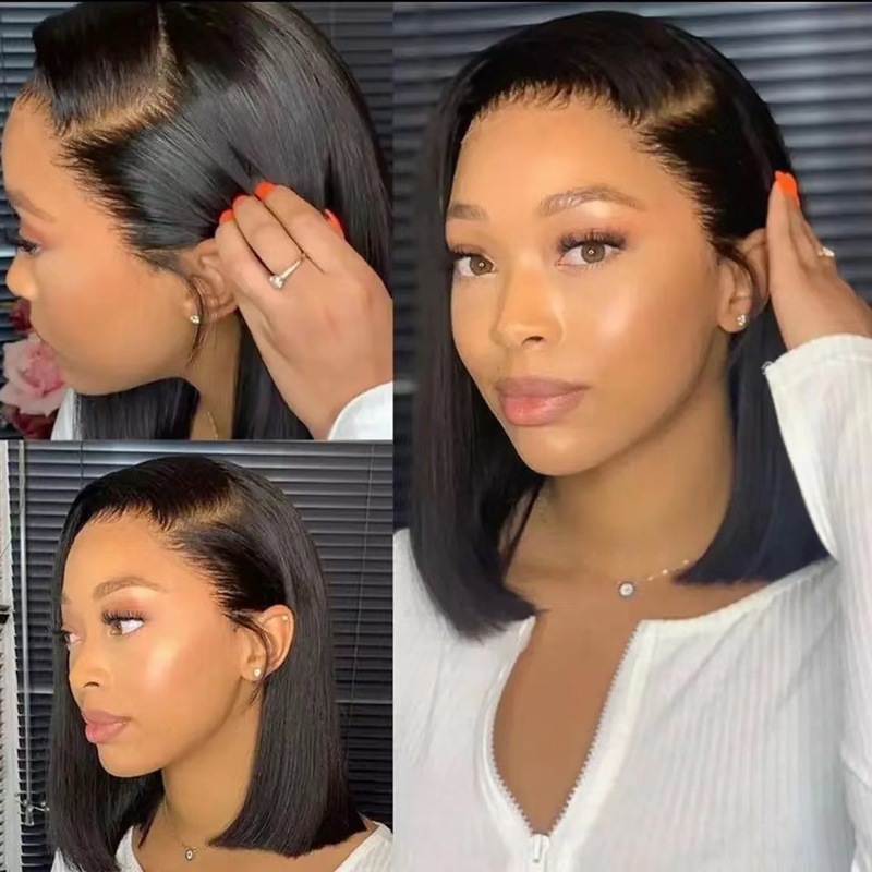 ボブヒューマンhair wigs body waveフロントレースかつらボブかつらショートボブウェーブヘッドカバー|undefined