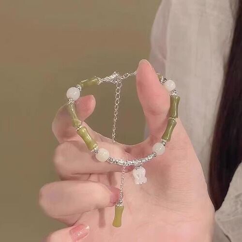 2024 New Bamboo Leaves Send Acacia New Chinese Style Bamboo Bracelet Chain Hanfu Accessories Bracelet Versatile Bracelet Niche