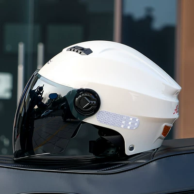 Motorcycle Helmet, Universal for Men – Motosiklet kaskı (dəbilqə) - off-white-double-mirror-sun-protection-glasses-one-size-fits-all