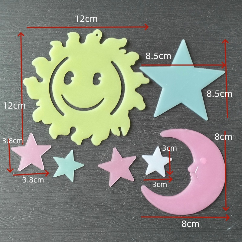 Estrellas de color luna pegatinas de luz nocturna meteoros luminosos pared decoración de ventana fluorescente transfronteriza pegatinas de refrigerador estrella cosmos image 22