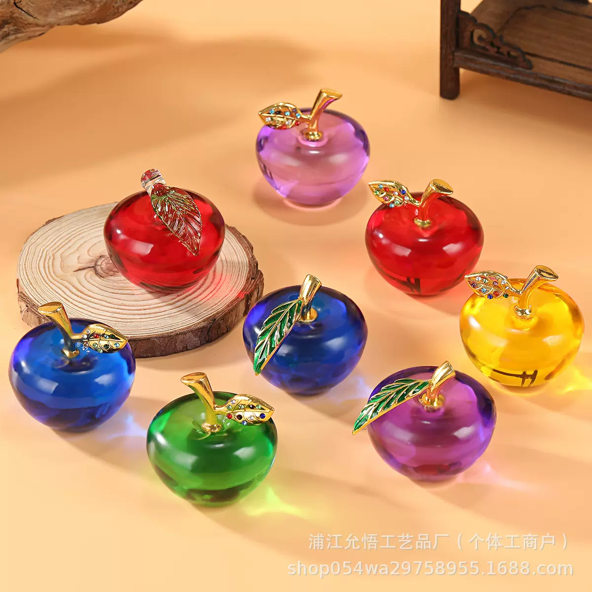 圣诞节水晶苹果装饰品礼物平安生日节日礼品创意车载家居摆件批发