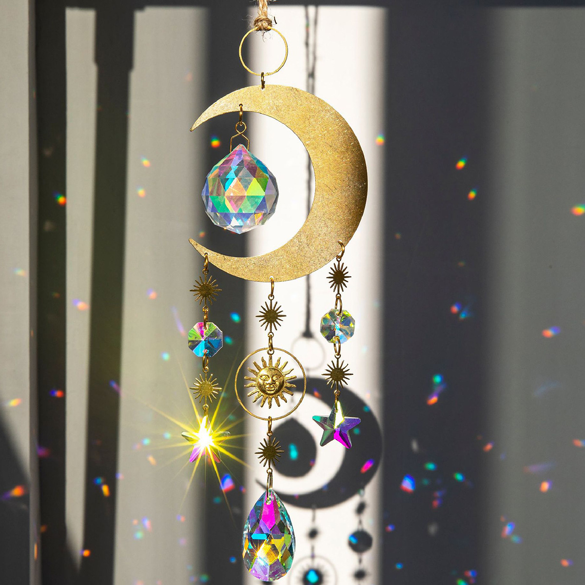 Acchiappasole cristallo luna stella scacciapensieri specchietto_voghion.com