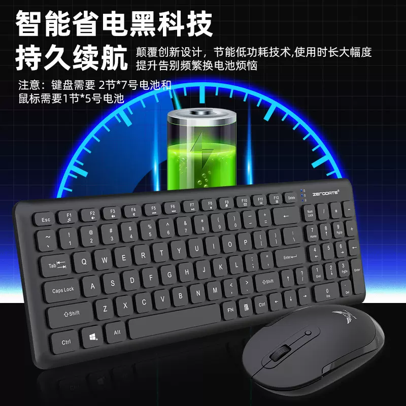 工厂现货2.4G无线键鼠套装 96键无线键盘4D无线鼠标电池款办公