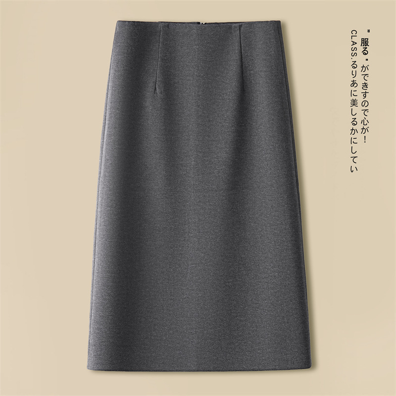 高级感a字半身裙女秋冬季2025新款高腰开叉西装包臀裙中长直筒裙|undefined