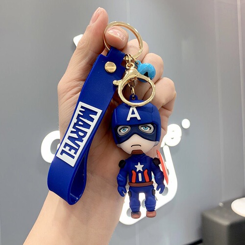 Avengers Action Figure Keychain Cartoon Plush Toy Car Keychain Ornament Marvel Key Ring Student Gift