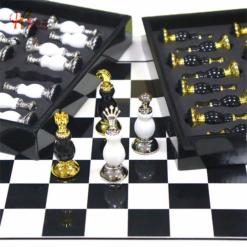2022 New Large Metal Chess Drawer Board Set Alloy Chess Metal Chess