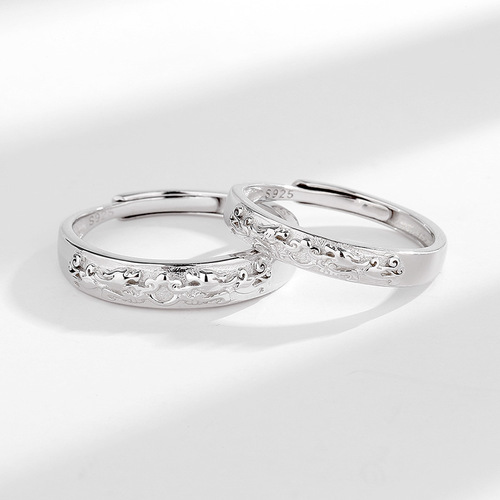 s925 sterling silver Pixiu couple ring ins fortune transfer cold wind relief three-dimensional simple plain ring ring