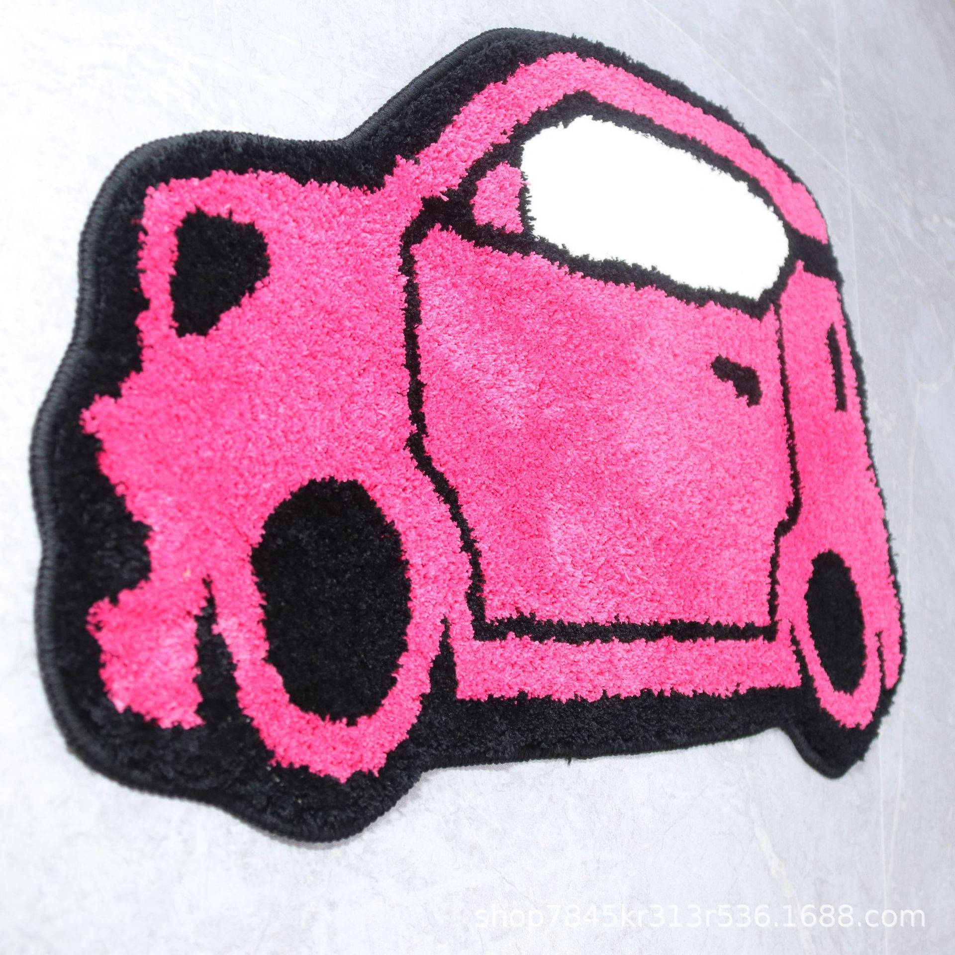 Big Mouth Monkey Children's Car Floor Mat Non-Slip Carpet Polyester Fiber Woven Cartoon Car Deep Pink