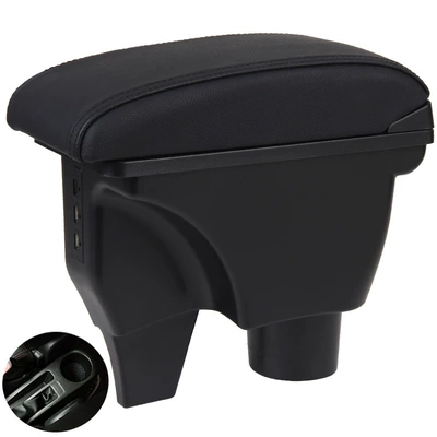 Suitable for 14-20 Toyota Armrest box - microfiber-leather-black-black-thread