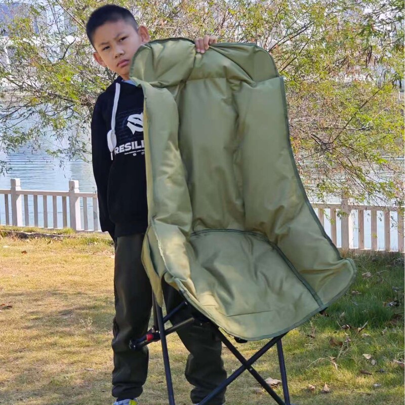 Outdoor Portable Folding Moon Chair, Thickened with Cotton, High Back Model, Three-Level Adjustment, Factory Direct Supply, Large Quantity, Preferential Price