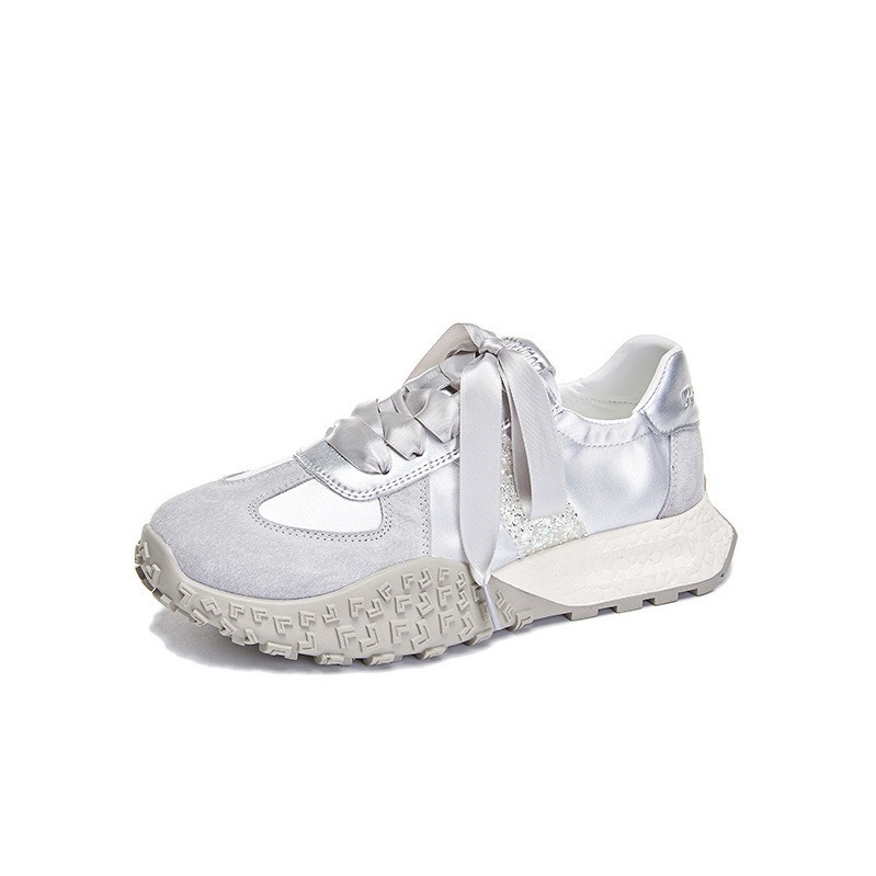 Su Yinyin mismo estilo pequeño cuero con cordones Forrest Gump zapatos retro de suela gruesa realce deportes casuales zapatos de entrenamiento alemán mujeres