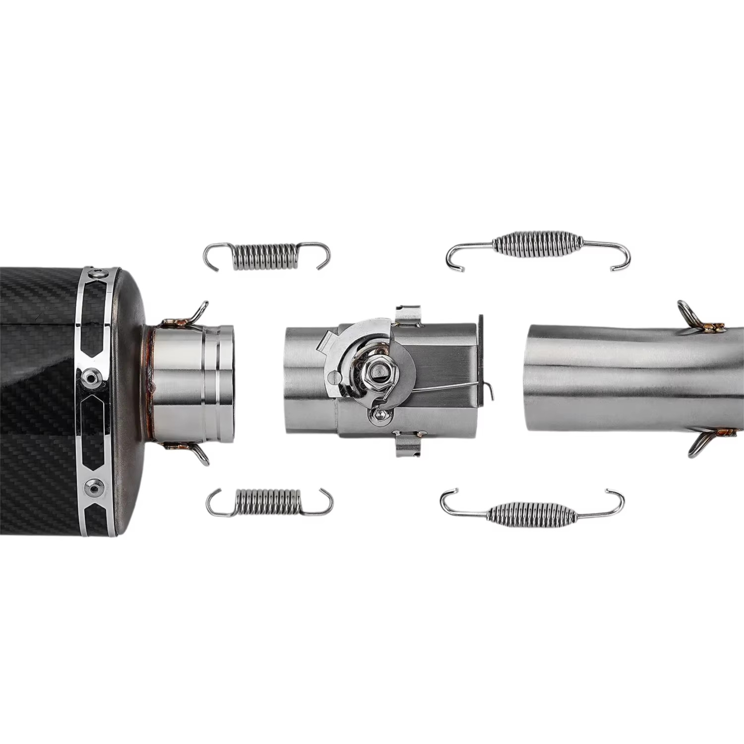 51mm Motorcycle Exhaust Pipe Modification with Adjustable Cable-Operated Mechanical Valve, Universal Controller Box for Silent Noise Reduction
