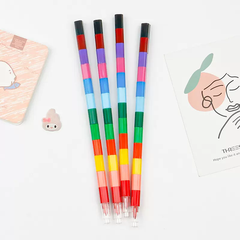 创意积木涂色蜡笔绘画画笔儿童彩笔套装美术涂鸦diy积木绘画工具