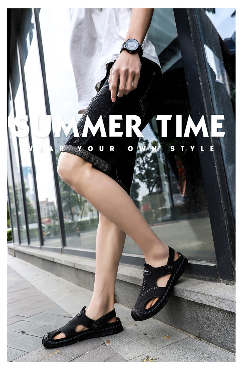 男士皮凉鞋新款