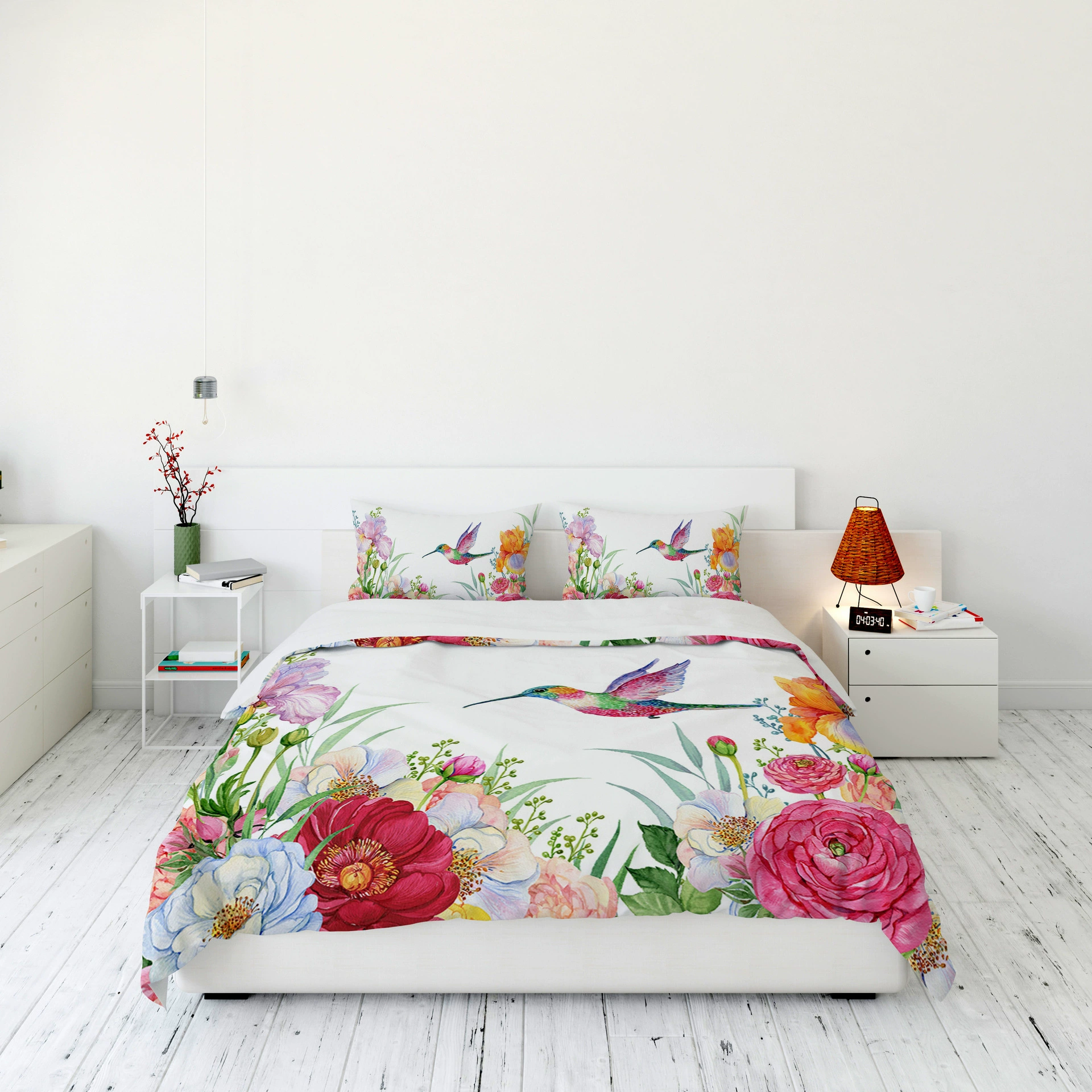 Внешняя торговля, трансграничный комплект из трех или четырех предметов с красочными цветами, мультяшная анимация, цифровая печать, одеяло, наволочка, постельное белье Amazon