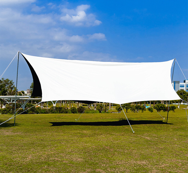 Outdoor Thickened Butterfly-Shaped Canopy with Black Glue Coating for Sun Protection and Rainproofing, Suitable for Camping and Commercial Use, Off-White Tent That Is Not Easy to Tear and Can Add Logo