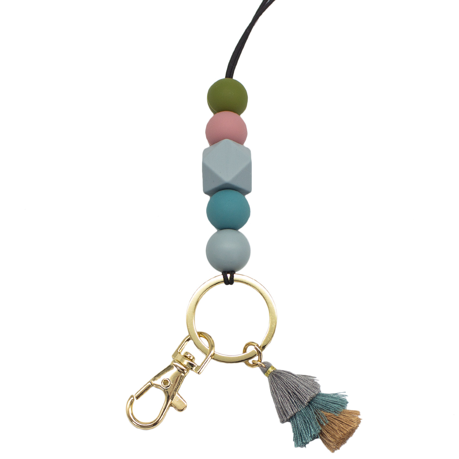 Cordón de cuentas de silicona de dibujos animados collar de goma suave Estudiante Adulto fiesta universal colgante borla cordón llavero