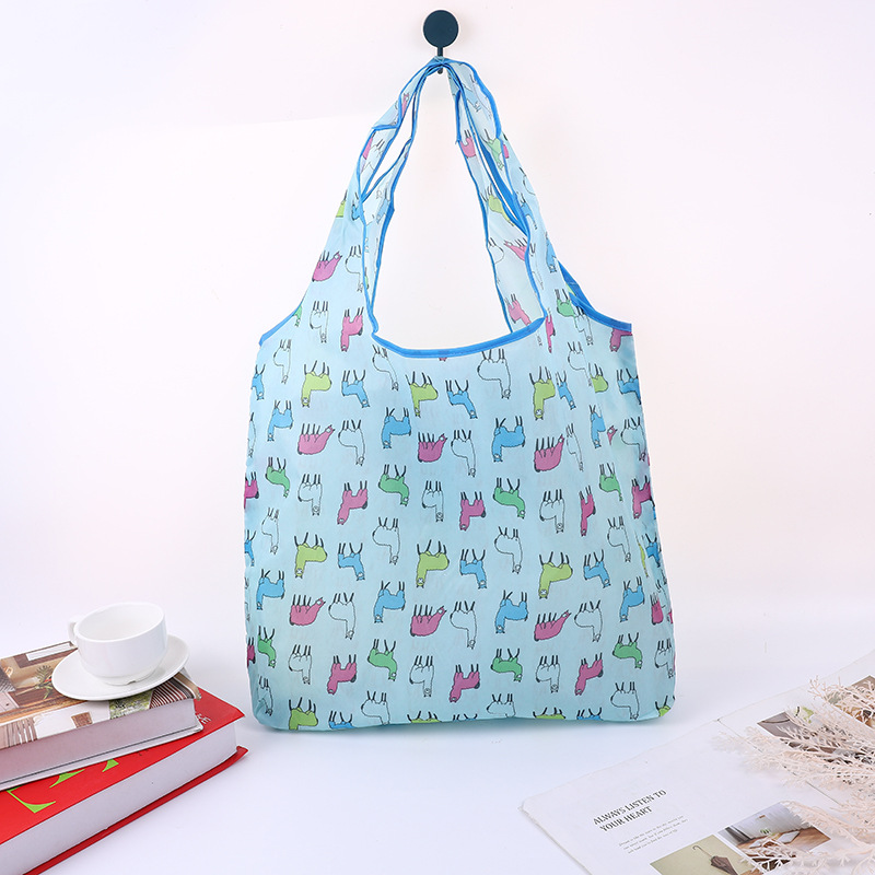 En stock gran bolsa de poliéster color Flip bolsa de protección del medio ambiente bolsa de compras supermercado plegable bolsa de compras plegable bolso portátil