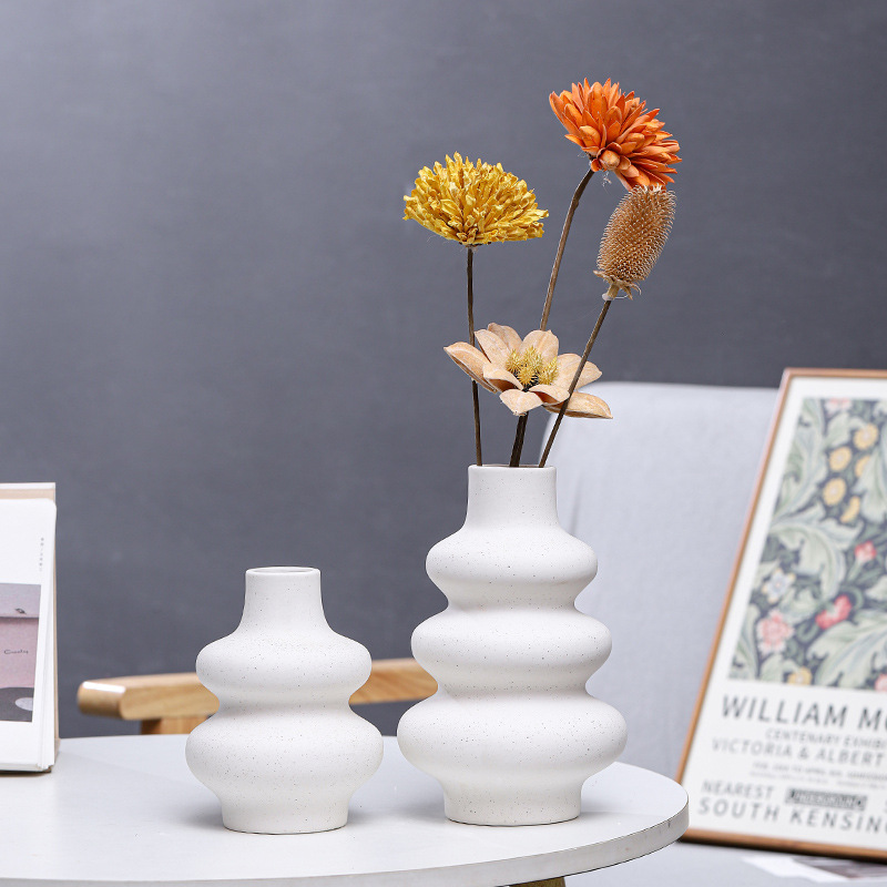 Vasos de cerámica simple en el hogar sala de escritorio de agua frito vasos pequeños arreglos de flores secas decoración suave