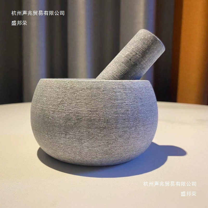 Household Stone Mortar Garlic Mortar Natural Green Stone Garlic Grinder Garlic Press Garlic Jar Food Supplement Grinding Stone China