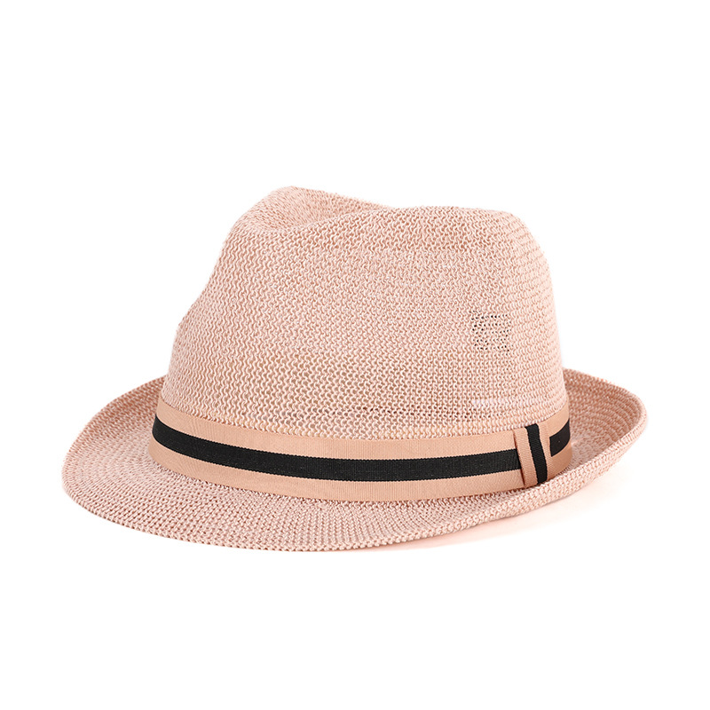 Sombrero verano paja tejido transpirable a prueba de sol estilo coreano pequeño bombín sombrero hombres y mujeres pareja sombrero retro británico a prueba de sol sombrero de jazz