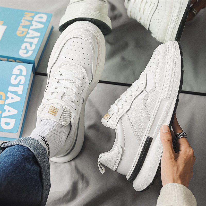 ShoeGlobe New Fashion Winter Plush Low-top Dad Trendy Versatile Thick-soled Sports Casual Men's White Shoes_voghion.com