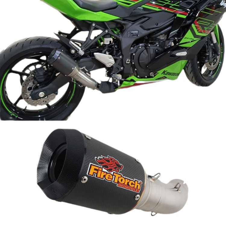 Antorcha adecuado para la motocicleta del coche deportivo Kawasaki ninja ZX4R ZX4RR aleación de titanio tubo escape sección media 23