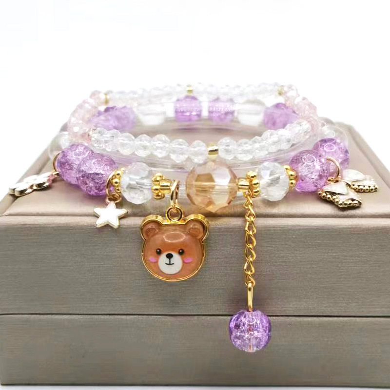 Pulsera para niños princesa femenina niña con cuentas de cristal estudiante hermanas novias pulsera joyería pulsera niños