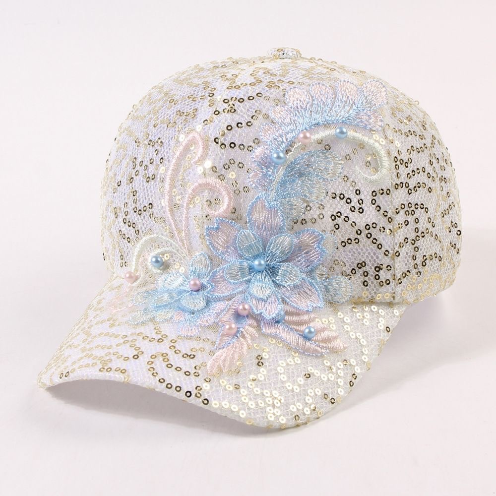 Sparkly Rhinestone Leaf Trucker Cap Adjustable Sun Hat For Women_voghion.com
