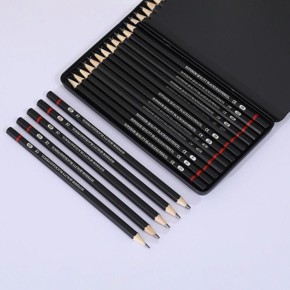 Набор карандашей Sketch Pencil Set, жестяная коробка из железа, 12 штепселей 2H–8B, портативный набор юного художника