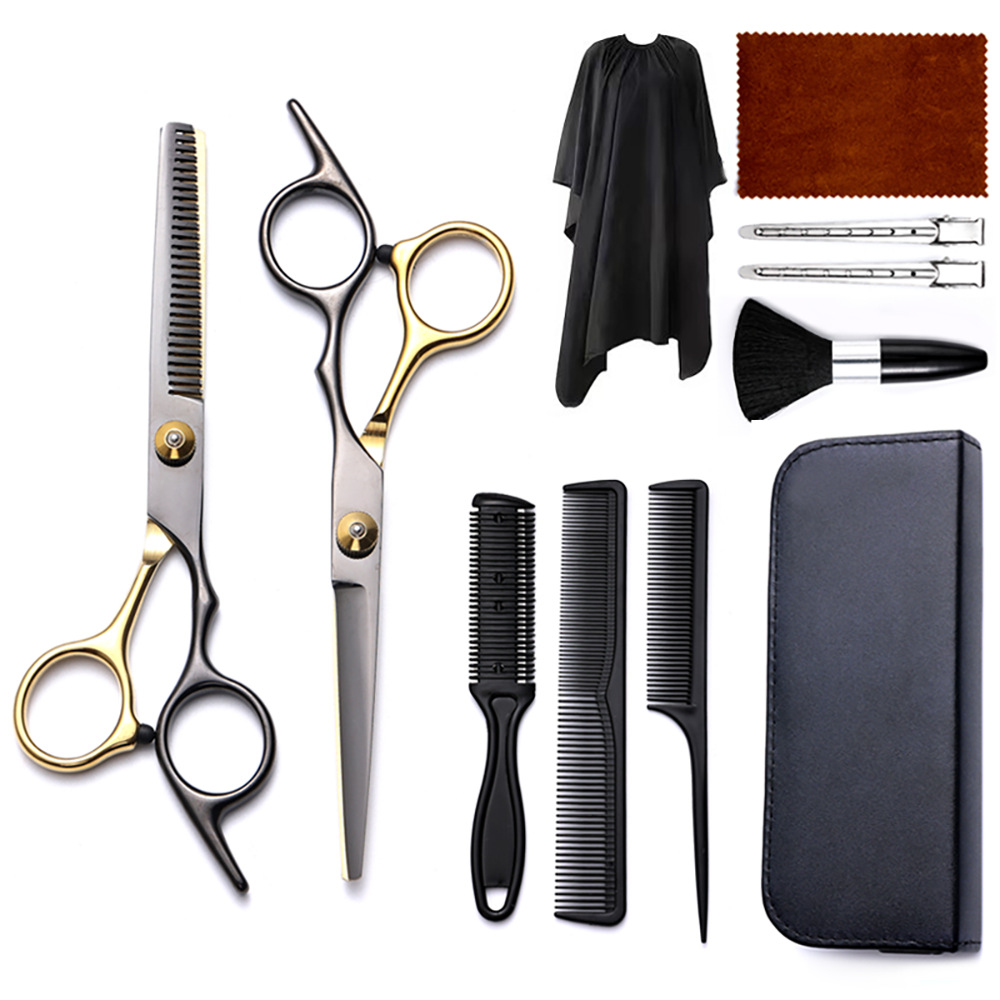 Corte de pelo tijeras transfronterizas amazonas color tijeras de dientes planas cortadas delgadas frange tijeras divisorias fábrica de tijeras al por mayor set de tijeras de peluquería
