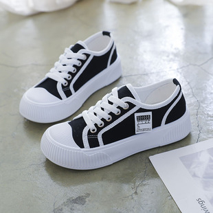 2023 New Girls Canvas Shoes Summer Spring and Autumn Trendy ins All-match Biscuit Board Shoes Thick-soled Casual Cloth Shoes
