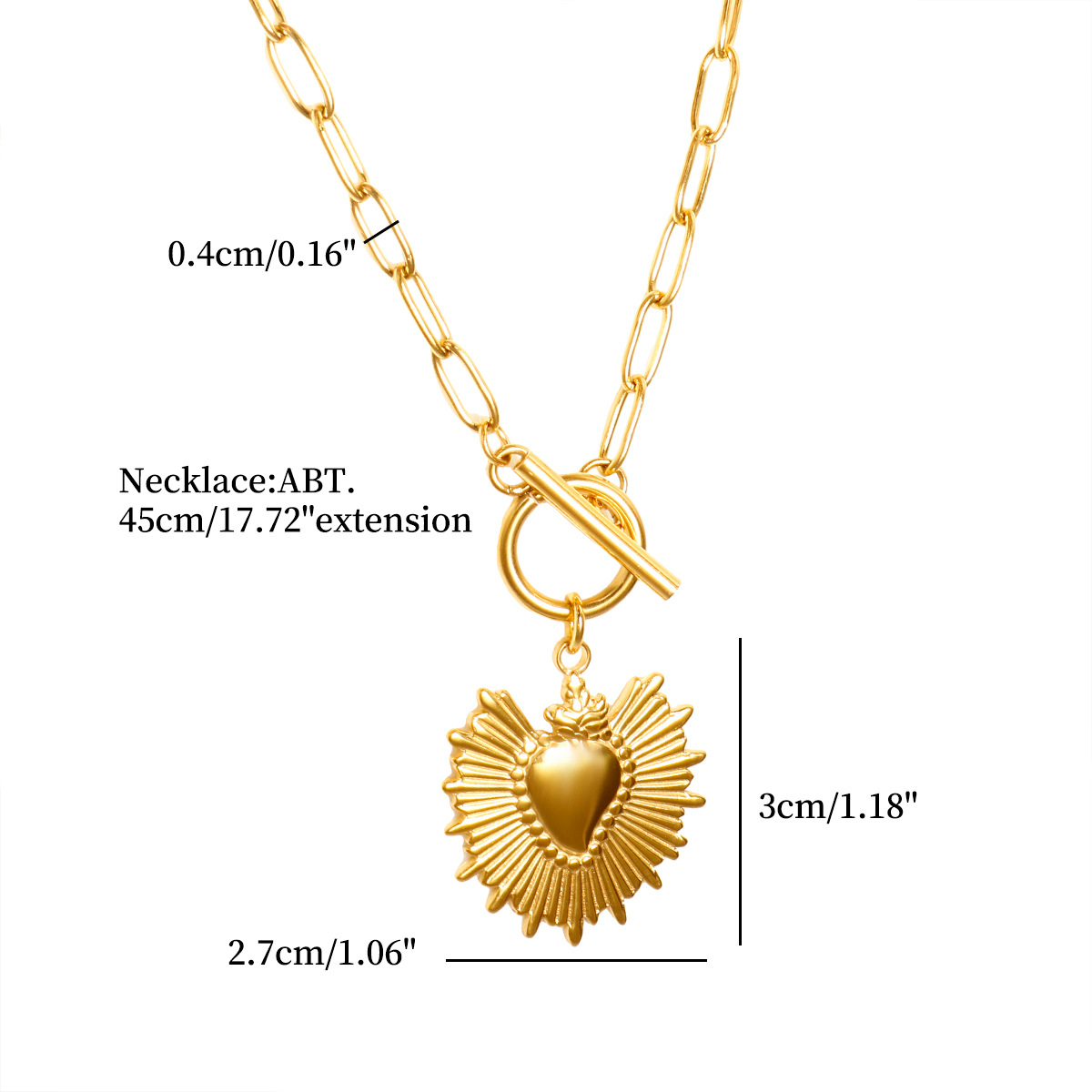 20g Weight 18K Gold Plated Plating Material 304 Stainless Steel Pendant Material Pendant Necklace Classification Wholesale Jewelry IG Style Heart Shape 304 Stainless Steel 18K Gold Plated Toggle Pendant Necklace