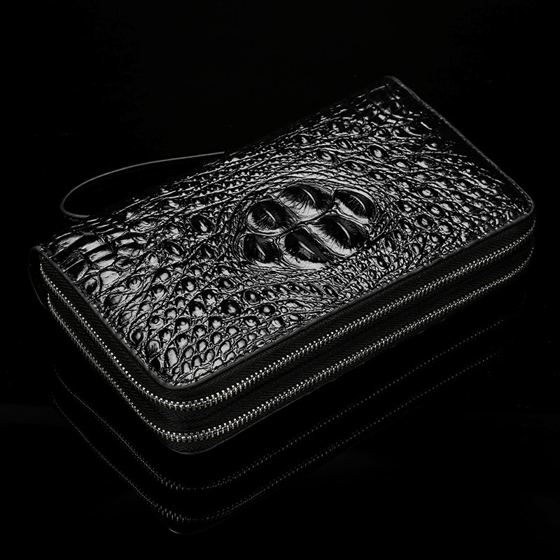 High-end Crocodile Leather Wallet Long Handbag Business Double Zipper Clutch Bag Multi-card Crocodile Leather Men's Bag