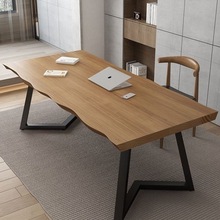 实木款极简双人书桌电脑桌创意长方形工作台会议桌写字办公书法桌