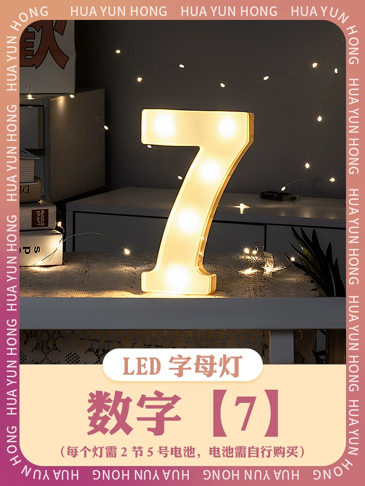 [。。室内字母数字灯led惊喜宝宝周岁生日快乐创意场景道具装饰布]